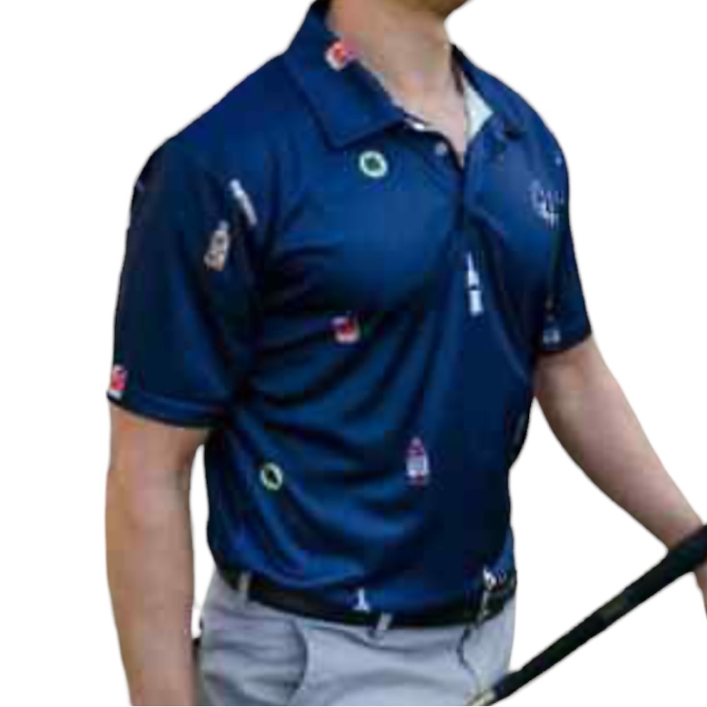 Gashouse Golf Transfusion Illusion Mixed Drinks Polo Shirt Navy Blue M